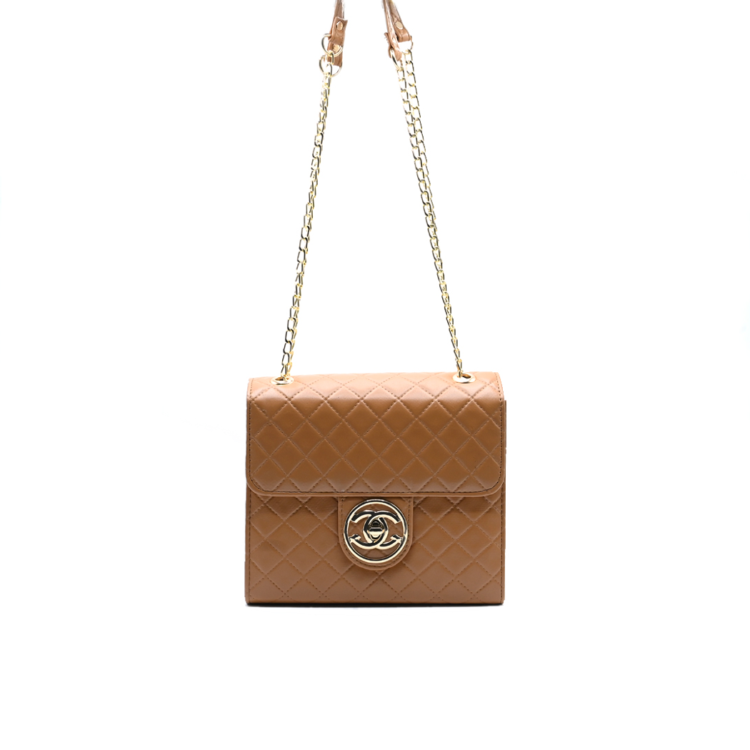 Trendy Chain Stylish Bag in Brown – Women’s Small Shoulder Purse for Daily Use